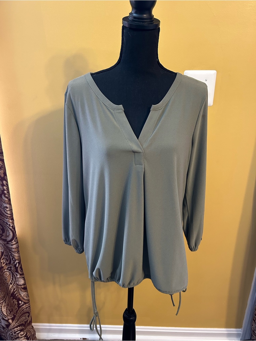 Chaus Versatile Olive Green V-Neck  Top